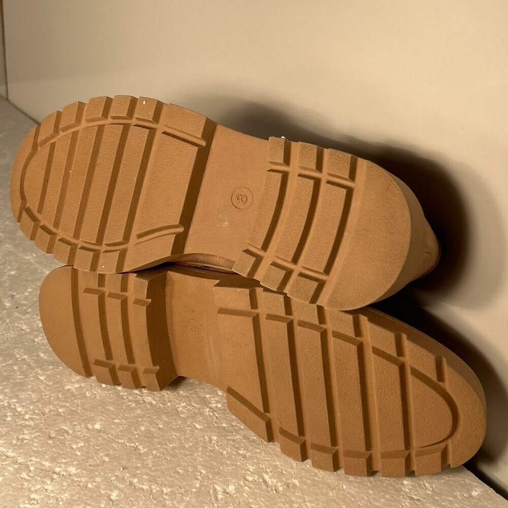 a new day NWOT SZ8 Tan Vegan Suede Penny Loafer Preppy Academia Modern Essential - Picture 9 of 10